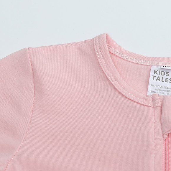 NWT*BABY ROMPER Long Sleeve Pink Cotton Mitted Footed Double Zip Bodysuit Girl - Picture 6 of 16